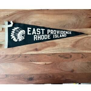 50s vintage East Providence Rhode Island felt pennant Native American chief flag